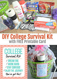 Make This Diy College Survival Kit With Our Free Printable Card We Filled Ours With Dollar Tree Items B Survival Kit Gifts College Survival Kit College Gifts