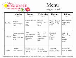 Daycare Monthly Menu Template New Weekly Menu Template For
