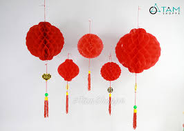 Tâm Shoppe - Lồng đèn tổ ong nilon đỏ loại dày đẹp nhiều lỗ LDNL-01