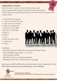 Lowongan kerja di grand city hall hotel medan agustus 2021. Raz Hotel On Twitter Lowongan Kerja Http T Co 13gpkkdyek