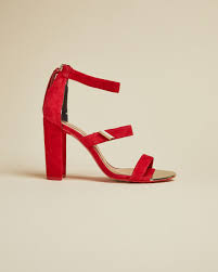 Strappy heels are totally on. Suede Block Heel Sandals Red Shoes Ted Baker Row