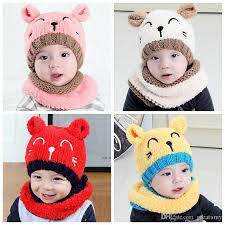 شراء الشتاء الطفل قبعة وشاح لطيف 3d القط الكروشيه محبوك قبعات ل الرضع بنين بنات  الأطفال أطفال الرقبة أدفأ رخيص | التسليم السريع والجودة | Ar.Dhgate
