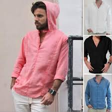 Buy Spring And Autumn Men S Long Sleeve Shirt Solid Color Hooded Men S Linen Hooded T Shirt At Affordable Prices Free Shipping Real Reviews With Photos Joom