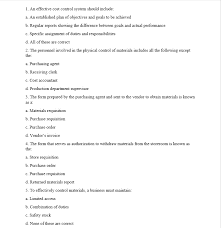 Solved 1 An Effective Cost Control System Should Include Chegg Com