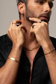 4.3mm Gold Men's Bracelet, Curb Chain Bracelet for Men's, Cuban Link  Bracelet, Curb Chain Bracelet, Cuban Chain Bracelet