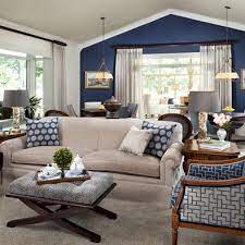 There are tons of different shades of blue consider having a green accent wall in your home office, because this color is best for there's a fine line between contrasting and clashing, so be careful with which combination you select. Blue Family Room Accent Walls In Living Room Navy Living Rooms Beige Living Rooms