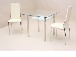 In very good condition, although one of the chairs does have some slight damage from where my puppy used it as a. Small Square Clear Glass Dining Table And 2 Chairs Homegenies