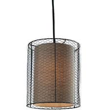 Decor Therapy Cooper Chicken Wire Burlap 1 Light Bronze Pendant Ch1423 The Home Depot