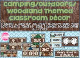 Camping Outdoors Wookdland Themed Classroom Decor Jobs Table Numbers Etc Camping Theme Classroom Classroom Themes Camping Theme Room