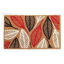 Front door with doormat plants and glass panel front door with doormat plants and glass panel. Buy Onlymat Natural Coir Nylon Flocked Red Black Colour Leaf Design Door Mat Online Looksgud In