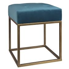 Taburete Capitone De Tela Azul Pato Taburete Muebles De Comedor Tela Azul
