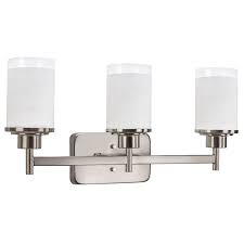 Revel Windsor 22 3 Light Modern Vanity Bathroom Light Brushed Nickel Finish Fosted Li Bathroom Fixtures Brushed Nickel Modern Vanity Lighting Modern Vanity