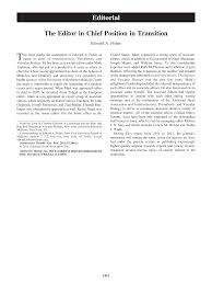 The Editor in Chief Position in Transition