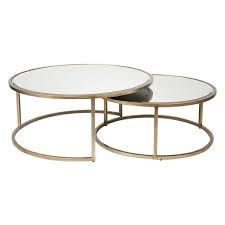 Small table can be nested completely underneath large table or used separately. Martini Antique Glass Nesting Coffee Tables Set 2 Antique Gold Round Interiors Online