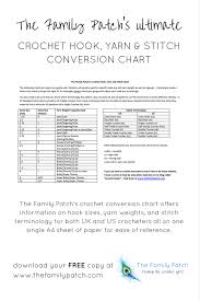 Crochet Conversion Chart The Family Patch The Family Patch