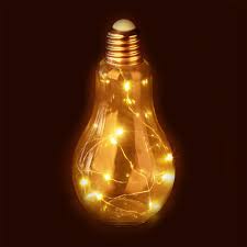 Relaxdays Decor Led Light Bulb Desk Lamp Battery Operated Led Bulb Glass Bulb With String Lights Transparent 4100240634628