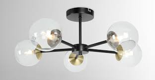 Black And Brass Glass Pendant Light Globe Large Flush Pendant Black Antique Brass And Smoked Glass In 2020 Glass Pendant Light Ceiling Light Design Ceiling Pendant