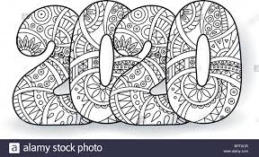 Happy New Year 2020 Celebration Number Vector Xmas Illustration In Zentangle Christmas Background St New Year Coloring Pages New Year Art Happy New Year 2020