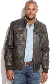 225 Tommy Hilfiger Faux Leather Military Bomber Brown Leather Bomber Jacket Leather Jacket Men Leather Bomber Jacket