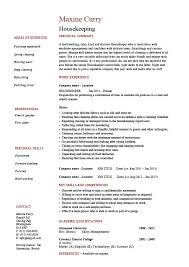 Housekeeping Resume Cleaning Sample Templates Job Description Maintenance Carpets Skills