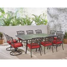 Check spelling or type a new query. Hanover Traditions 11 Piece Aluminum Outdoor Dining Set With 4 Swivel Rockers And Red Cushions Yahoo Shopping