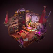 Hey This Is A Stylized Environment Piece Of A Potion Shop Taken From The Concept Art For The Game Potio Environment Concept Art Pixel Art Games Isometric Art