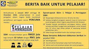 · sepanjang tempoh pengajian di uitm anda diwajibkan mematuhi : Permohonan Skim 1 Pelajar 1 Perniagaan Ssm 2017