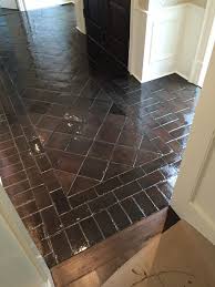 Before And After Staining Saltillo Tile Home Deco How To Painted Floor Tiles Saltillo Staining Tile In 2020 Saltillo Tile Tile Floor Diy Tile Stained
