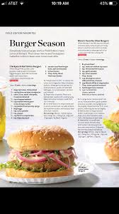 Chickpea Red Onion Burger Burger With Olive Sauce Taste Of Home Magazine April May 2018 Onion Burger Burger Olive Sauce