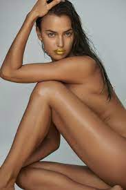 Irina Shayk poses with gold on her lips as she strips completely naked 