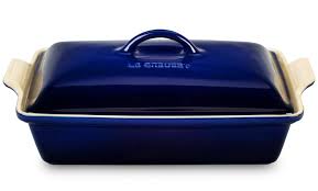 Le creuset heritage casserole stoneware rectangular dish with platter lid, 14 3/4 inch x 9 inch x 2 1/2 inch, deep teal, 2.75 qt 4.8 out of 5 stars 255 $84.95 Le Creuset Stoneware Heritage Covered Rectangular Dish 4 Quart Indigo Cutlery And More