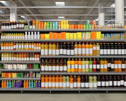 Food And Drink Various Bottles Of Juice Soda Water Vitamins On Shelf At Supermarket Consumer Customer Displa Supermarket Fruit Shop Supermarket Shelves