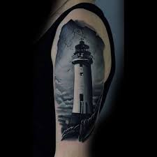 Black And White Lighthouse Tattoo Designs 75 Black And White Tattoos For Men Masculine Ink Designs White Tattoo Tattoos For Guys Black And White