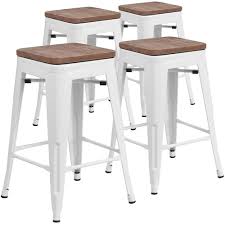 Maybe you would like to learn more about one of these? Flash Furniture 24 H Backless White Metal Counter Height Stool With Square Wood Seat 4 Pack Staples Ca