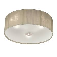 Lighting in a drop ceiling is often supplied by fluorescent light fixtures mounted to the rafters. Franklin Small Flush Ceiling Light With Cream Shade And Glass Diffuser F2341 3 Lighting From The Home Lighting Centre Uk