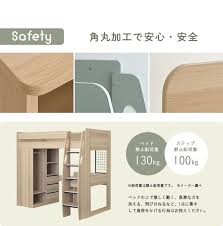 ロフトタイプ システムベッド mikey マイキー 3色対応 システムベッド ベッド l字デスク