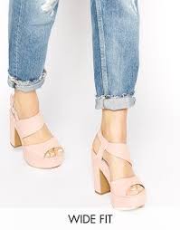 New Look Wide Fit Tipsy Pink Platform Heeled Sandals At Asos Com Platform Sandals Heels Sandals Heels Heels