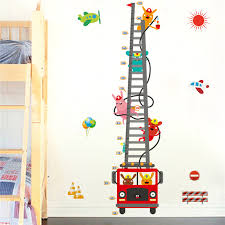1pcs Cute Truck Height Measure Wall Sticker Mural Decals Home Room Decoration Child Growth Chart Toys