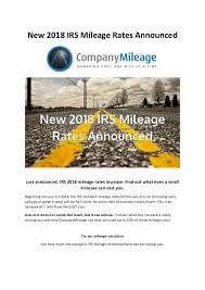 New 2018 Irs Mileage Rates Announced