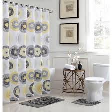 The fabric shower curtain comes in an array of attractive patterns. Bath Fusion Raquel 18 In W X 30 In L Bath Rug Set And 72 In W X 72 In L Shower Curtain Set In Gold Ymb006532 The Home Depot