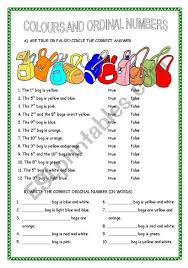 There are 10 questions in this quiz and each question has only one true answer. Colours And Ordinal Numbers Esl Worksheet By Sandramendoza