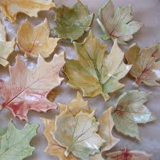 Ceramic Fall Leaves Set Of 5 For Candles Tea Bags Or Seasonal Decor Goruntuler Ile Cicek Yaprak Seramik Sanati