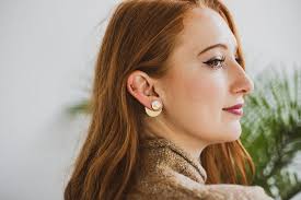 Solid Color Circle Studs With Brass Earring Jackets *MADE TO ORDER*