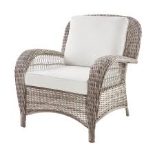 Hampton Bay Beacon Park Stationary Gray Wicker Outdoor Lounge Chair With Cushion Included Outdoor Wicker Chairs Lounge Chair Outdoor Patio Furniture Collection