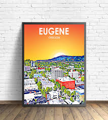 Eugene Oregon Art Poster Sunset