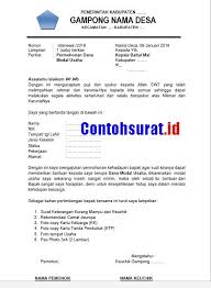 Surat Permohonan Modal Usaha Di 2020 Surat Pemerintah Tanda