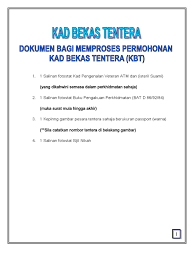 Dokumen Bagi Memproses Permohonan Kad Bekas Tentera Kbt