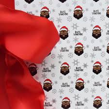 Personalized african american ballerina wrapping paper. Black Santa Bless Someone Christmas Holiday Wrapping Paper White