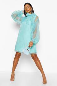 Organza Oversized Pussybow Shirt Dress Boohoo