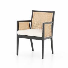 33 Set Of Two Modern Cane Dining Arm Chair 92 Polyester 8 Linen Nettle Wood Sa Ebay